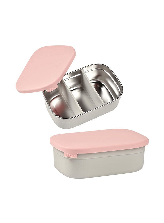 بيابا صندوق غداء ستانلس ستيل مخملي رماديوردي غامق - Image 1