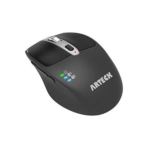 Arteck Wireless Bluetooth Mouse with Nano USB Receiver, Black, 4-Month Battery Life, Ergonomic Design - Image 1