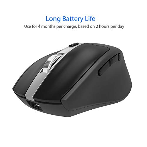 Arteck Wireless Bluetooth Mouse with Nano USB Receiver, Black, 4-Month Battery Life, Ergonomic Design - Image 5