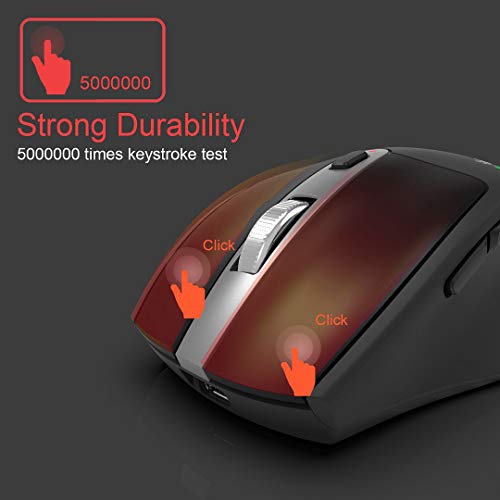 Arteck Wireless Bluetooth Mouse with Nano USB Receiver, Black, 4-Month Battery Life, Ergonomic Design - Image 4