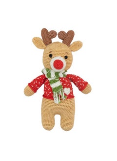 Happy Threads Happy Threads, Handcrafted Crochet Reindeer .Christmas Soft Toys, Festive Home Decor Items, Suitable for Christmas Decorations at Home,Office and Other Spaces 