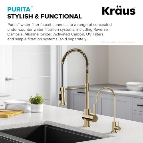 KRAUS Purita 100% Lead-Free Kitchen Water Filter Faucet in Spot Free Antique Champagne Bronze, FF-100SFACB - Image 2
