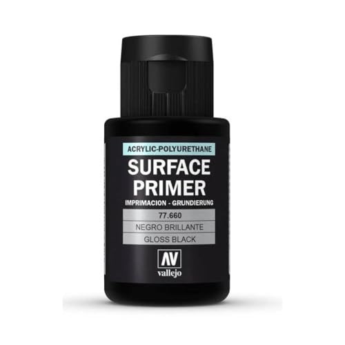 Vallejo - Surface Primer Color | Gloss Black Acrylic Primer 32 ml (1.08 fl.oz.) | Glossy Finish and Fast Drying | Perfect for Airbrushing and Great Adhesion to Figures and Scale Models - Image 2