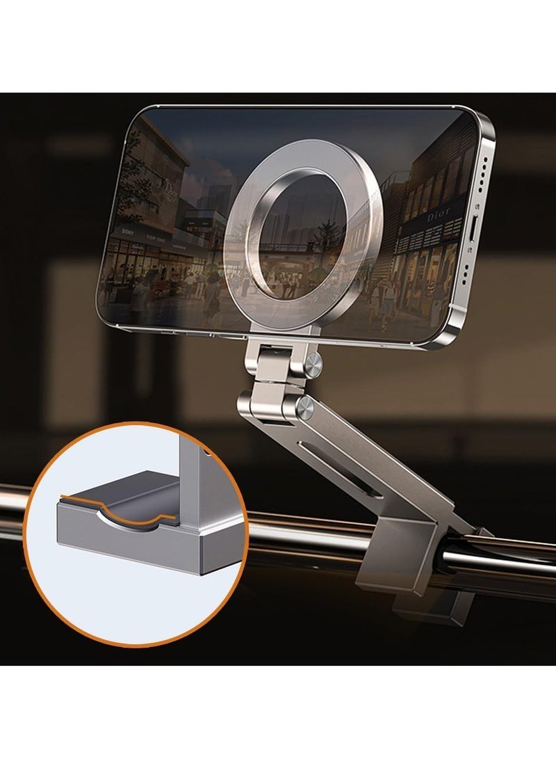 TIGER Portable MagSafe Phone Holder Airplane Phone Mount for Travel Aluminum Magnetic Cell Phone Holder 180° Plus 360° Double Rotation. - Image 2