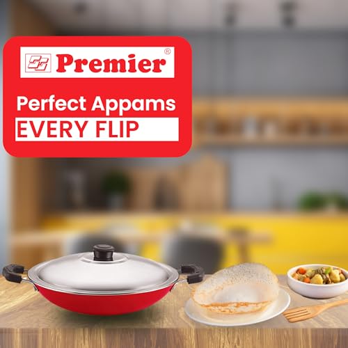 PREMIER Aluminium Non-Stick Cookware - Appam Pan Supreme 22 cm (Colour May Vary) - Image 4