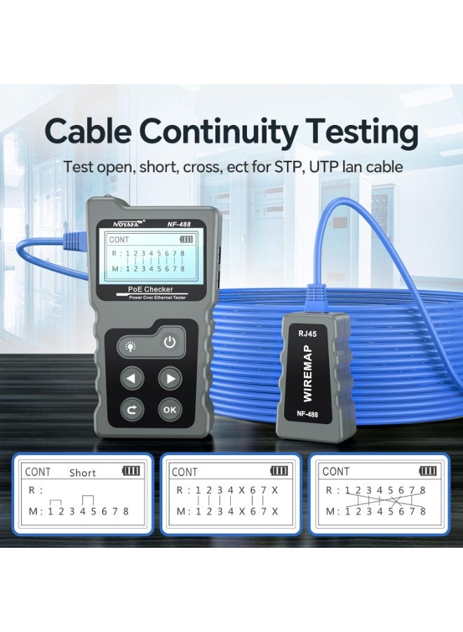 NOYAFA Multi-functional LCD Network Cable Tester PoE Checker Inline PoE Voltage and Current Tester with Cable Tester - Image 4