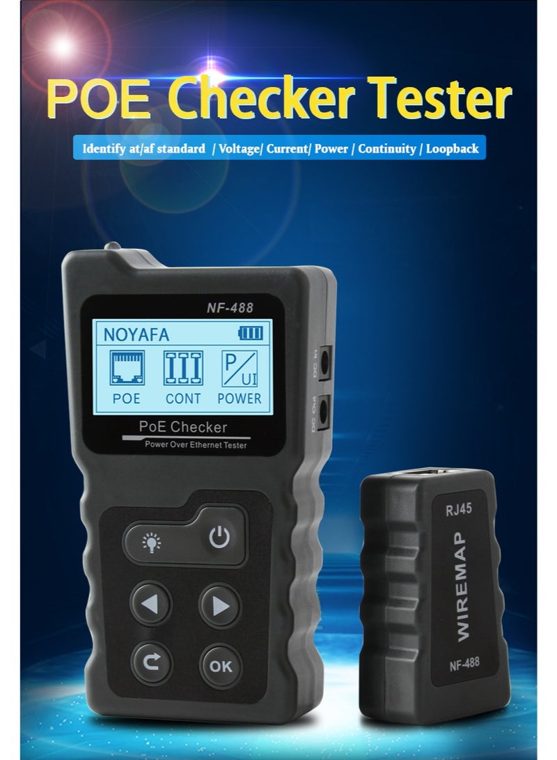 NOYAFA Multi-functional LCD Network Cable Tester PoE Checker Inline PoE Voltage and Current Tester with Cable Tester - Image 5