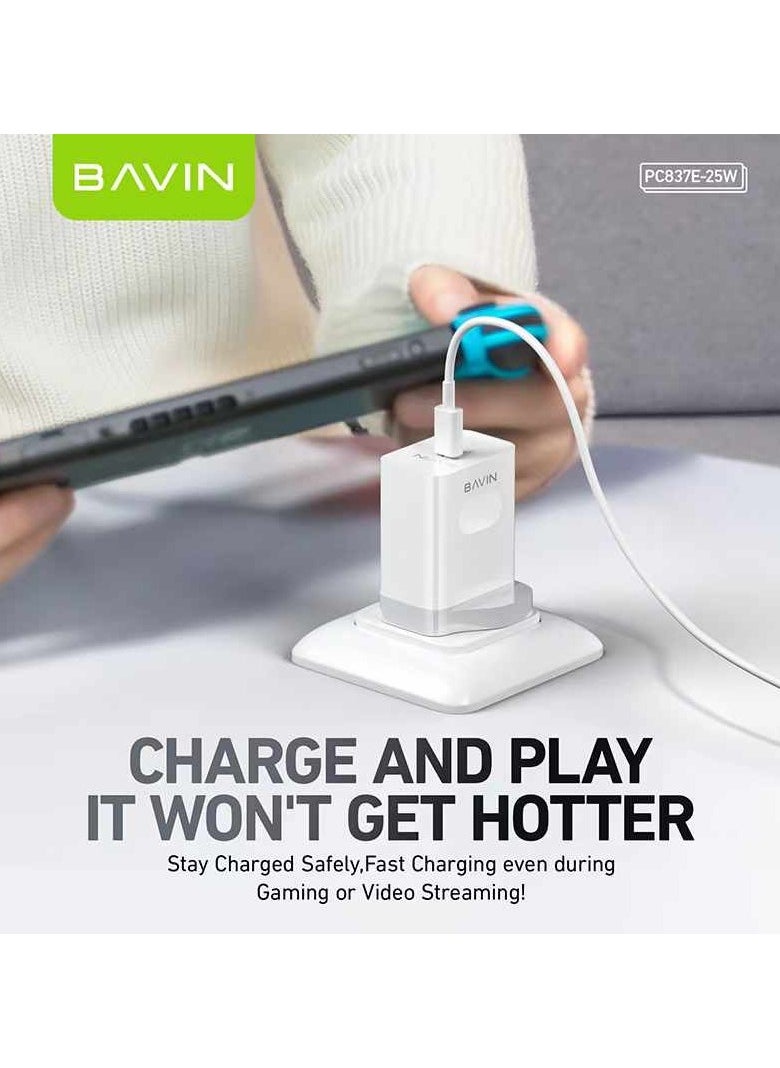 Bavin - Bavin-837E Ac Adapter Charger Type-C Port PD25W Home Charger Fast Charging White - Image 1