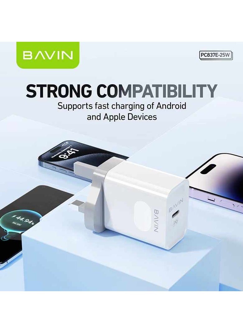 Bavin - Bavin-837E Ac Adapter Charger Type-C Port PD25W Home Charger Fast Charging White - Image 1
