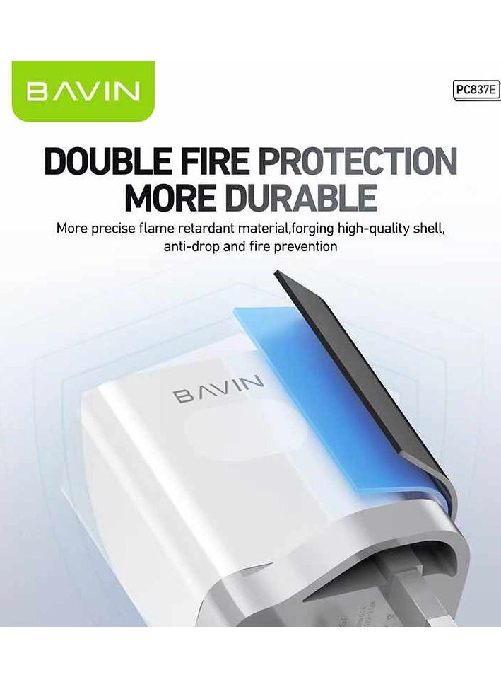 Bavin - Bavin-837E Ac Adapter Charger Type-C Port PD25W Home Charger Fast Charging White - Image 1