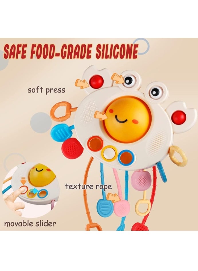 Baby Montessori Sensory Safe Teething Toy,Kids finger pull and push toy, Kids Silicone Pull String Toy, Developmental Activity Teether Toy, Crab grasp training octopus pull string toy, Made of High-  - Image 2