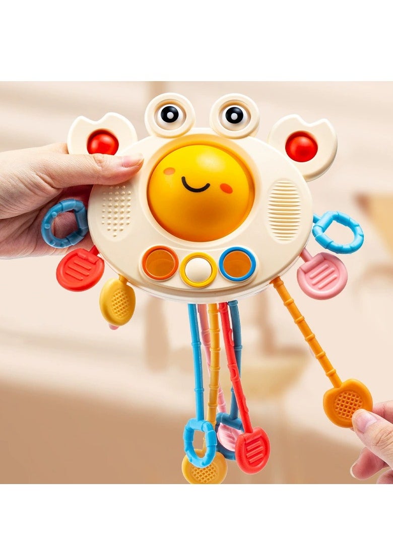 Baby Montessori Sensory Safe Teething Toy,Kids finger pull and push toy, Kids Silicone Pull String Toy, Developmental Activity Teether Toy, Crab grasp training octopus pull string toy, Made of High-  - Image 4