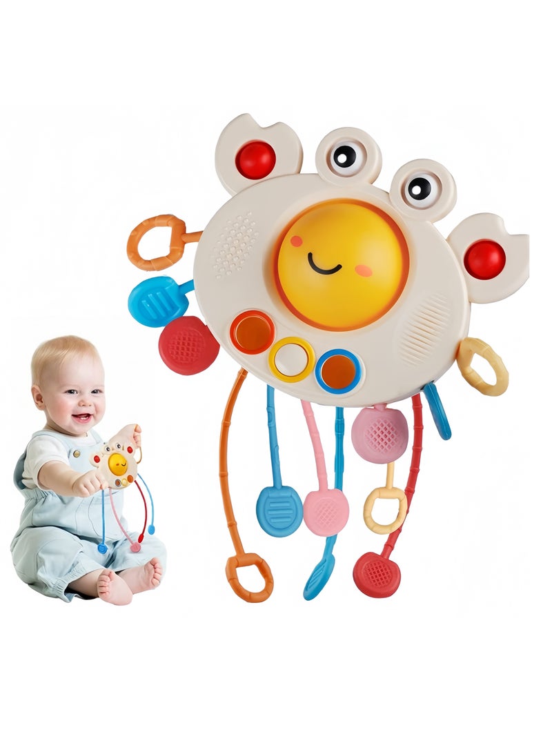 Baby Montessori Sensory Safe Teething Toy,Kids finger pull and push toy, Kids Silicone Pull String Toy, Developmental Activity Teether Toy, Crab grasp training octopus pull string toy, Made of High-  - Image 1