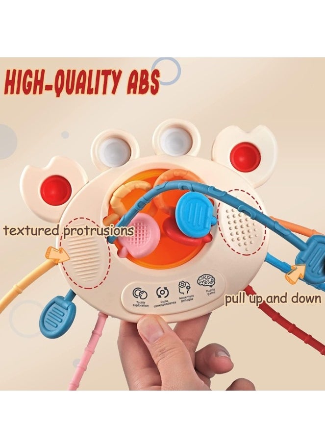 Baby Montessori Sensory Safe Teething Toy,Kids finger pull and push toy, Kids Silicone Pull String Toy, Developmental Activity Teether Toy, Crab grasp training octopus pull string toy, Made of High-  - Image 3
