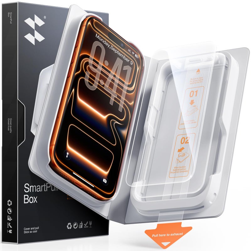 SMARTDEVIL 2-Pack Tempered Glass Screen Protector for iPhone 17 Pro, SmartPull Box Bubble-Free Instant Install Applicator, 9H Military-Grade Protection, Case-Friendly - Image 1