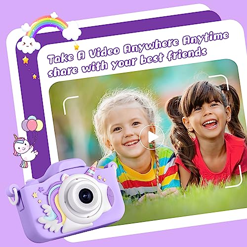 KIZJORYA Upgraded 48MP Kids Camera for Girls Boys 3-12, Video Selfie Camera-Christmas Birthday Gift for Toddler, HD Digital Camera Toy for Child with 32GB SD Card & Silicone Cover (Purple) - Image 4