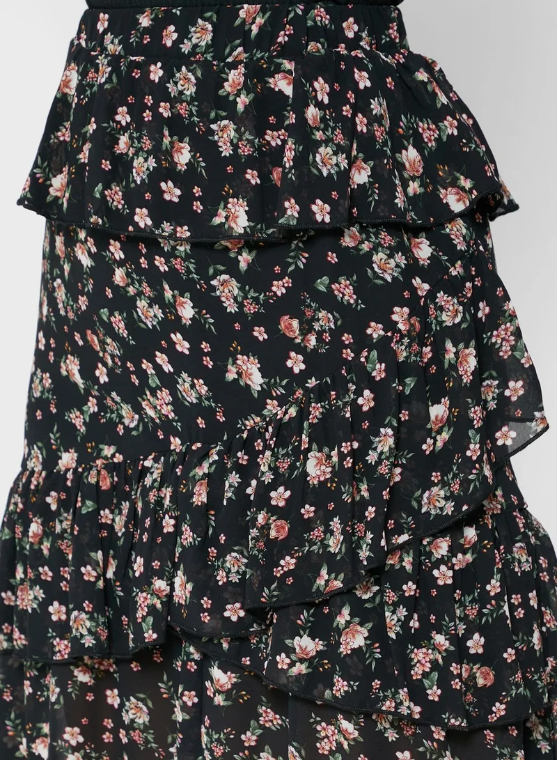 ELLA Ruffle Floral Print Skirt
