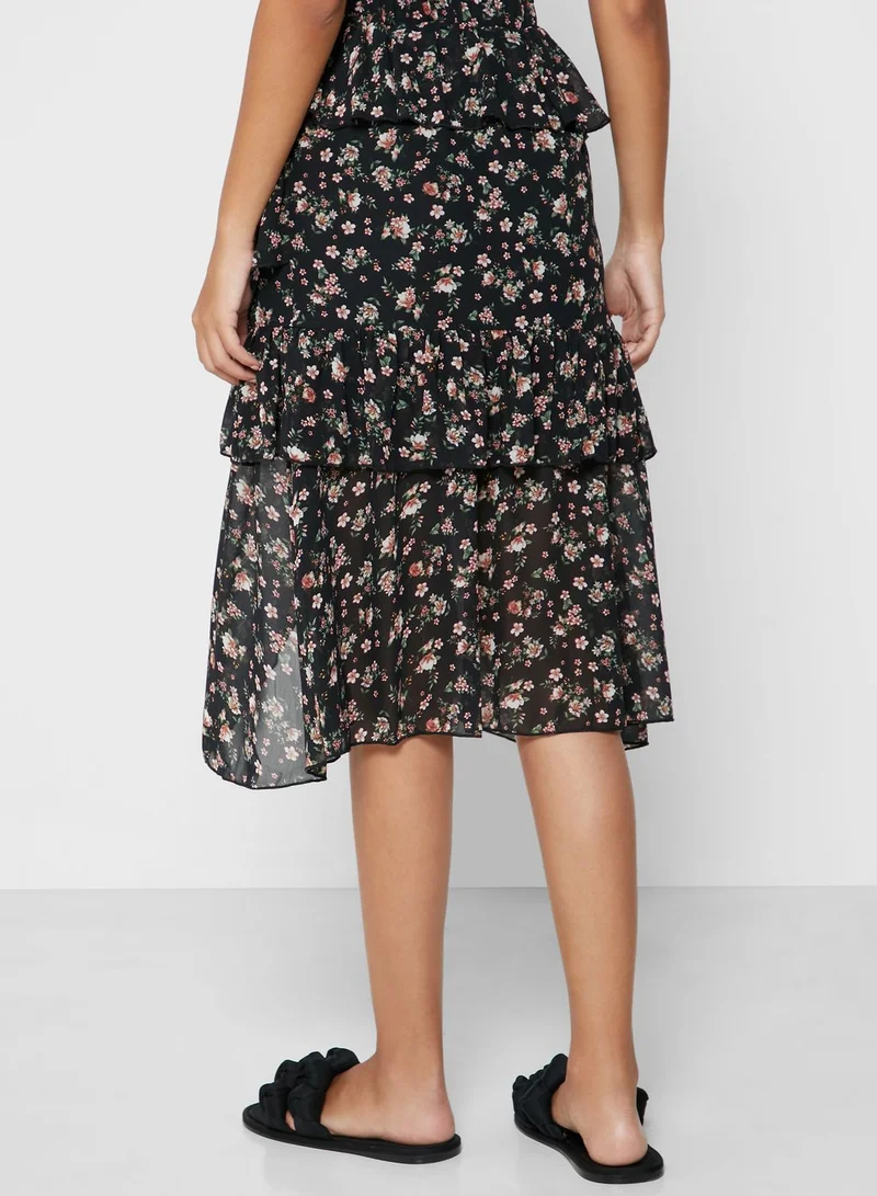 ELLA Ruffle Floral Print Skirt