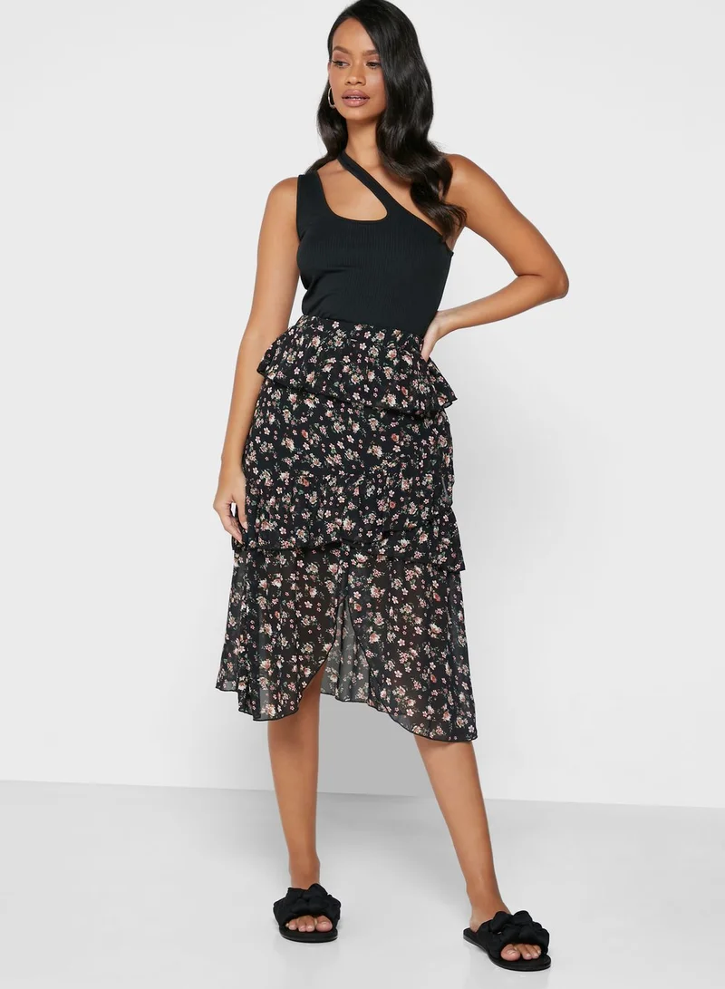 ELLA Ruffle Floral Print Skirt