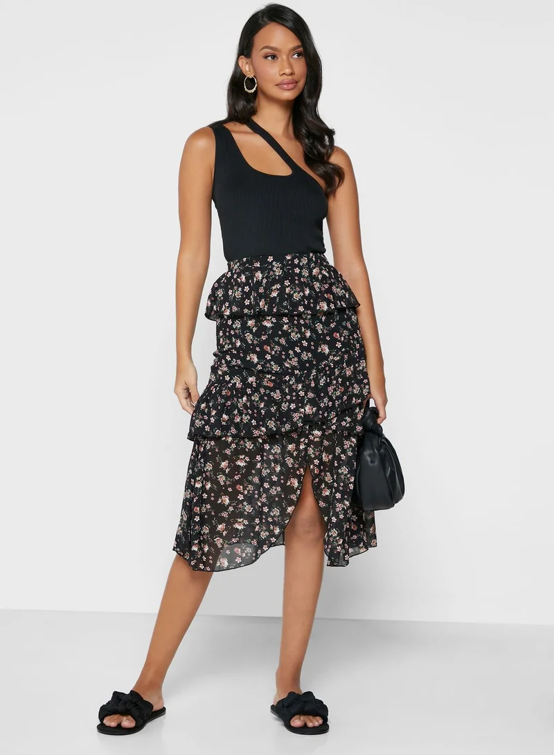 ELLA Ruffle Floral Print Skirt