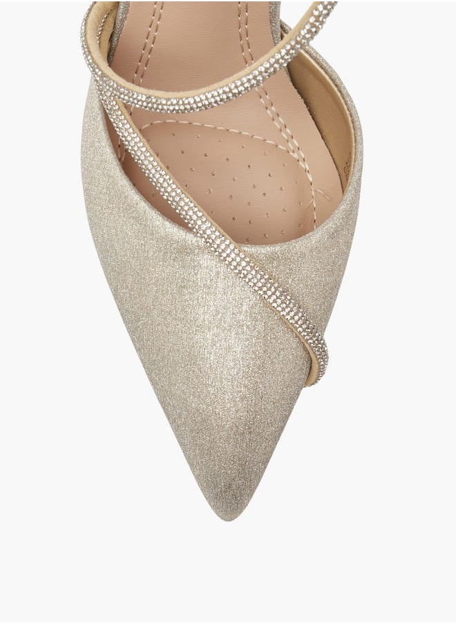 Flora Bella By Shoexpress Women Embellished Slingback Shoes with Stiletto Heels and Buckle Closure  - Image 4