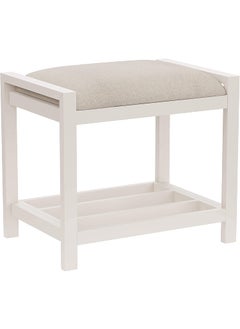 INDIAN DECOR INDIAN DECOR 37051 Large Vanity Stool with Metal Legs Cushion Vanity Chair Dressing Makup Stool Bench Vanity Seat for Bedroom Living Room Bathroom Ottoman for Women Girl Mom Mother White  - Image 1