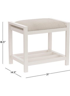 INDIAN DECOR INDIAN DECOR 37051 Large Vanity Stool with Metal Legs Cushion Vanity Chair Dressing Makup Stool Bench Vanity Seat for Bedroom Living Room Bathroom Ottoman for Women Girl Mom Mother White  - Image 3