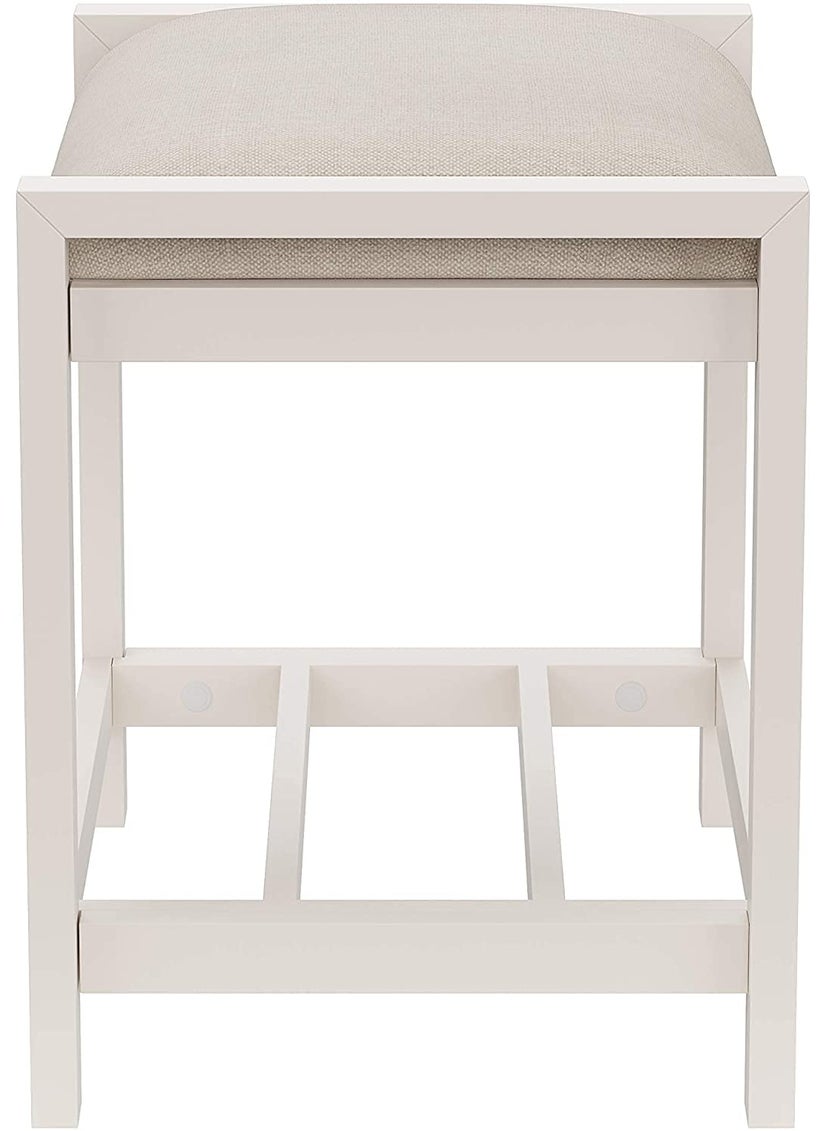 INDIAN DECOR INDIAN DECOR 37051 Large Vanity Stool with Metal Legs Cushion Vanity Chair Dressing Makup Stool Bench Vanity Seat for Bedroom Living Room Bathroom Ottoman for Women Girl Mom Mother White  - Image 4