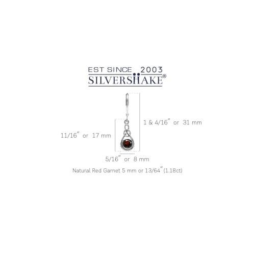 Silvershake 1.18ct. 5mm Natural Garnet 925 Sterling Silver Celtic Knot Leverback Earrings - Image 3