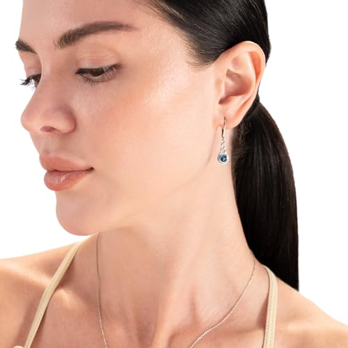 Silvershake 1.18ct. 5mm Natural Garnet 925 Sterling Silver Celtic Knot Leverback Earrings - Image 2