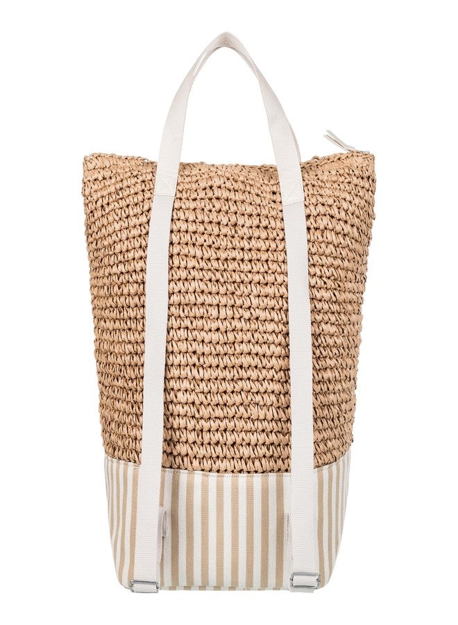Roxy Women's Beach Tote Bag | Travel | Vacation | Straw | Lightweight | Breathable, Beach Lover - Natural/White, 21L, 21l Beach Lover Small Straw and Canvas Tote Backpack - Image 5