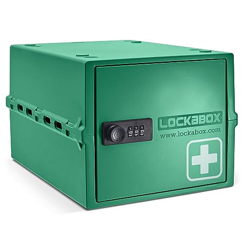 Lockabox One™ | Premium Medicine Lock Box | Medium Medication Lock Box With Code For Medicines, Vitamins & Supplements | External Size 12 x 8 x 6.6 inches (Medi Green) - Image 1