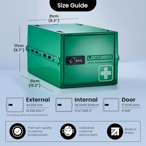 Lockabox One™ | Premium Medicine Lock Box | Medium Medication Lock Box With Code For Medicines, Vitamins & Supplements | External Size 12 x 8 x 6.6 inches (Medi Green) - Image 4