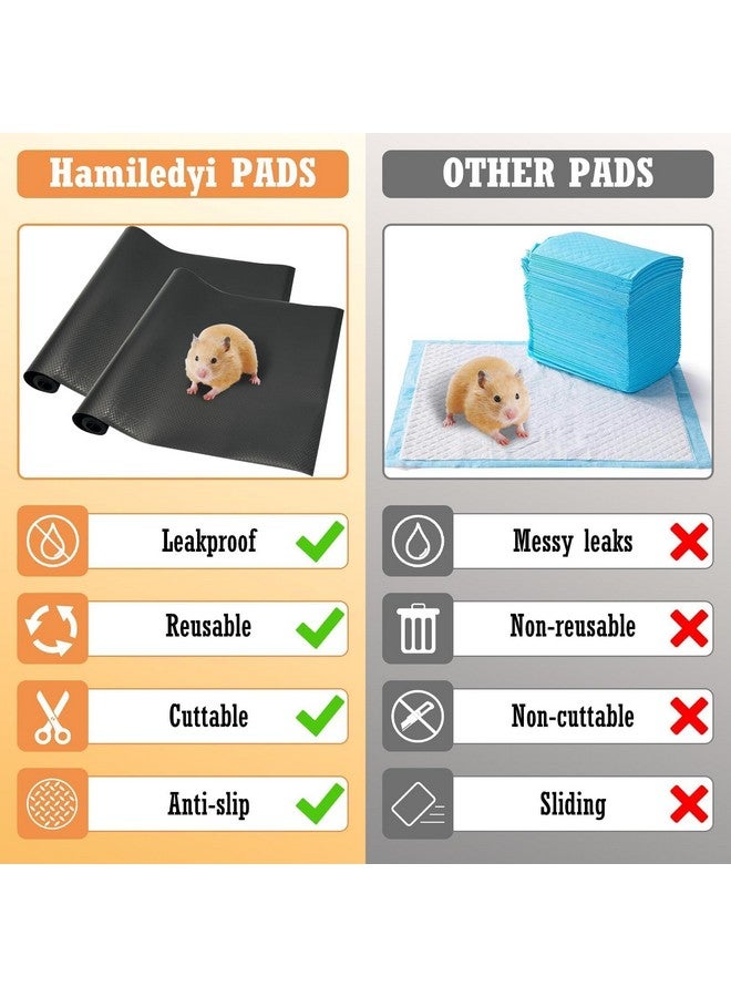 Hamiledyi 2 Packs Guinea Pig Cage Liner Reusable Guinea Pig Bedding Easily Cut to Suit Cage Washable & Anti Slip Guinea Pig Pee Pads for Small Animal Hamster Rat Rabbit Chinchillas-18 x 79", Black - Image 4