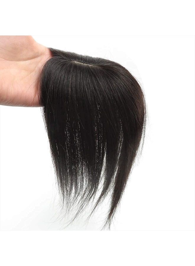 Remeehi Real Human Hair Piece Pu Similar to Silk Base Women Topper or Toupee Wiglet Top Thin Loss Hair 5x8 Natural Black 20cm - Image 3