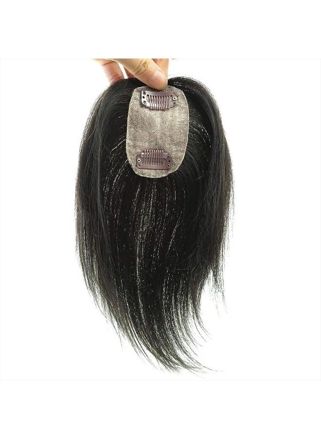 Remeehi Real Human Hair Piece Pu Similar to Silk Base Women Topper or Toupee Wiglet Top Thin Loss Hair 5x8 Natural Black 20cm - Image 5