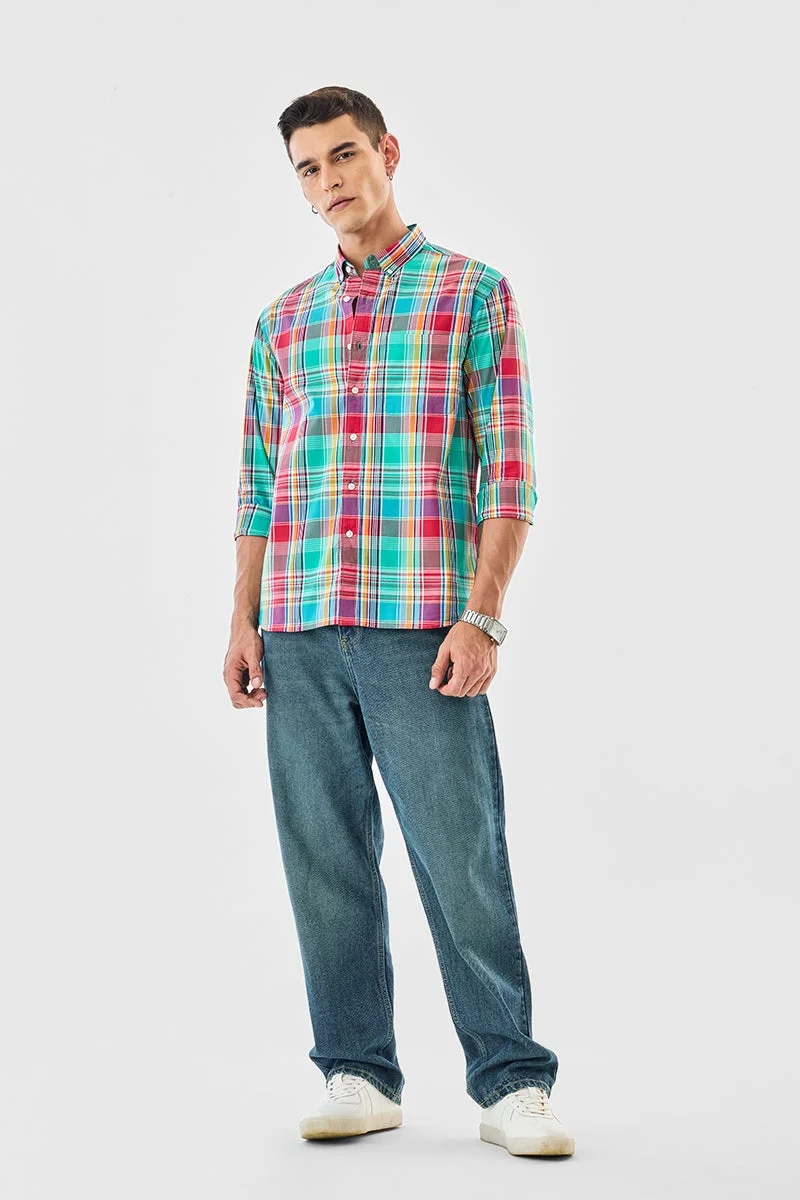 سنيتش Red Checkered Long Sleeve Regular Fit Shirt