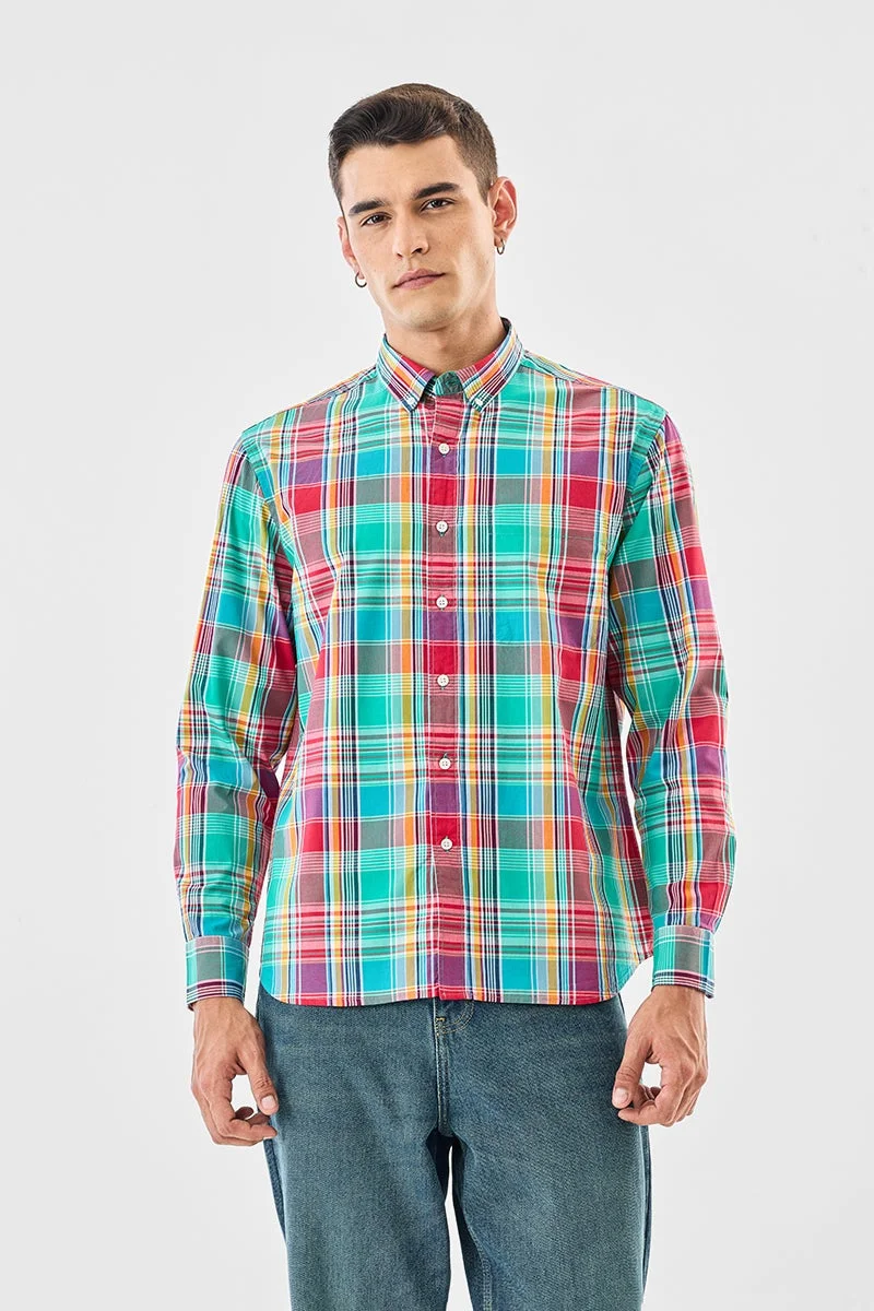 سنيتش Red Checkered Long Sleeve Regular Fit Shirt