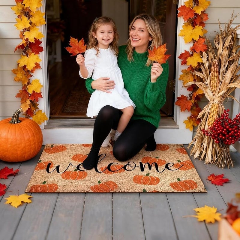 Non Slip Pumpkin Door Mat Fall Rug Outdoor Welcome Carpet Decorative Autumn - Image 4