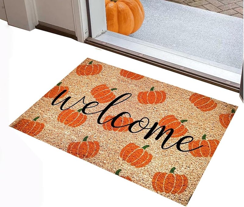 Non Slip Pumpkin Door Mat Fall Rug Outdoor Welcome Carpet Decorative Autumn - Image 3
