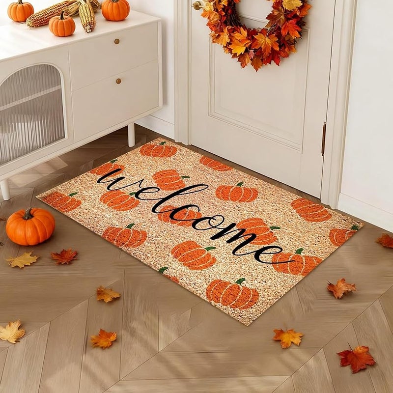 Non Slip Pumpkin Door Mat Fall Rug Outdoor Welcome Carpet Decorative Autumn - Image 5
