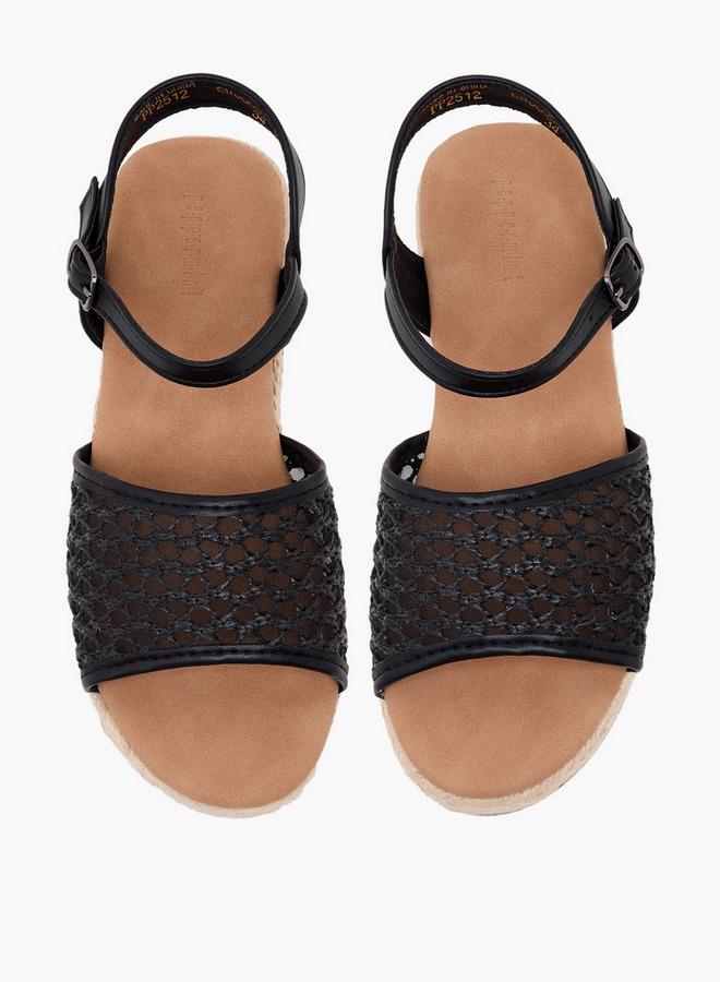 Peppermint Girls Mesh Detail Buckle Closure Espadrille Sandals - Image 2