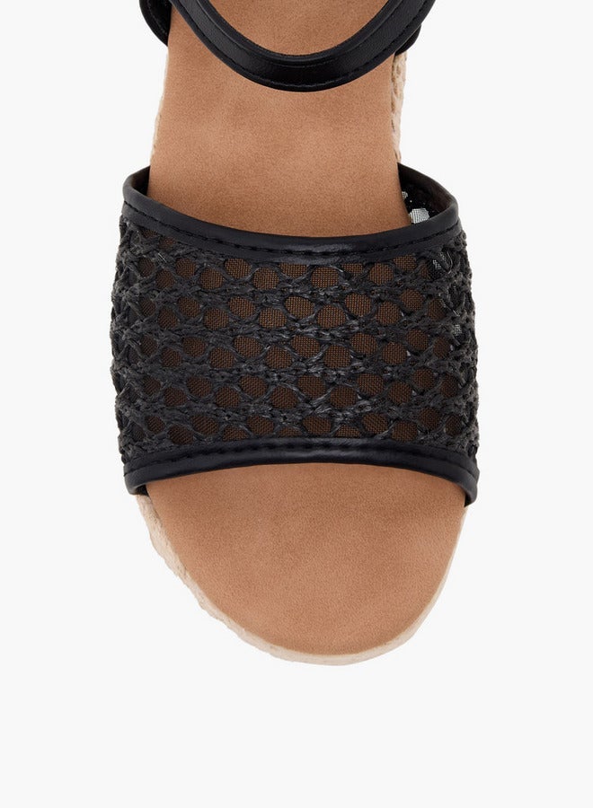 Peppermint Girls Mesh Detail Buckle Closure Espadrille Sandals - Image 3