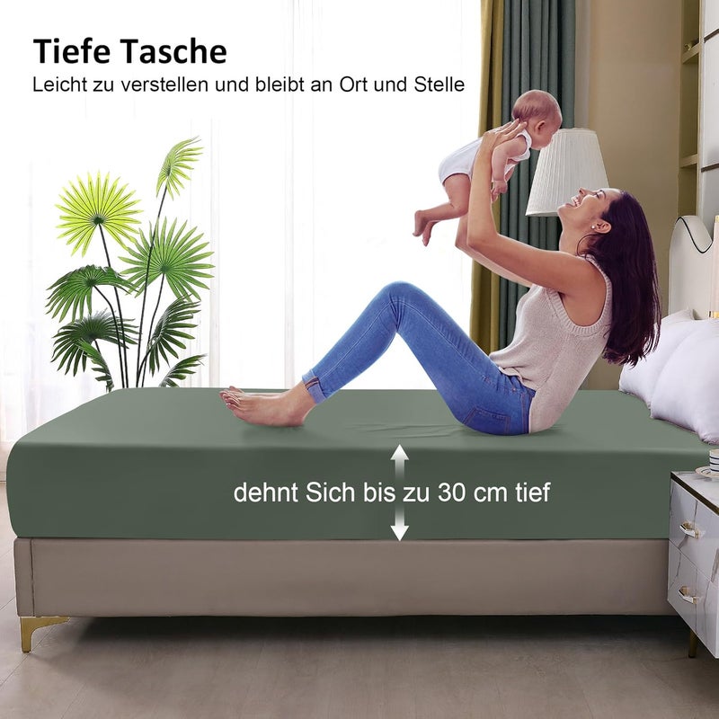 ohano Waterproof Mattress Protector 120 x 200 cm Fitted Sheet, Waterproof and Breathable Mattress Cover, Incontinence Pad, Moisture Protection Bed Sheet, Fitted Sheet, for All Seasons, Green - Image 4