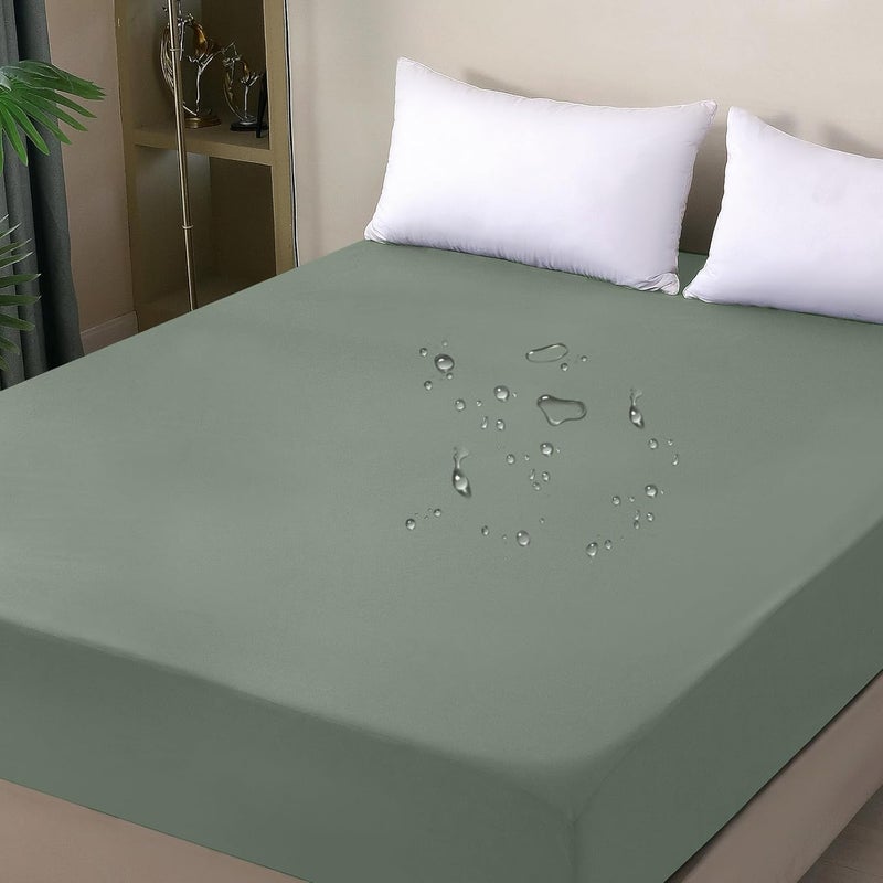 ohano Waterproof Mattress Protector 120 x 200 cm Fitted Sheet, Waterproof and Breathable Mattress Cover, Incontinence Pad, Moisture Protection Bed Sheet, Fitted Sheet, for All Seasons, Green - Image 1