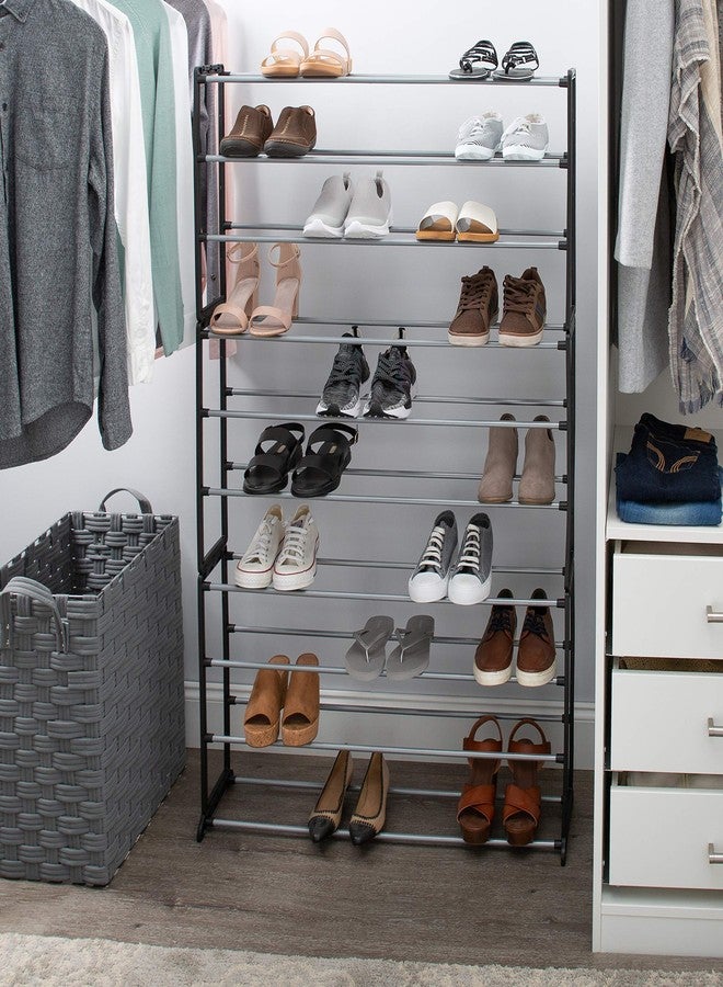 Simplify Free Standing Shoe Rack | 10 Tier | 50 Pair | Storage Shelf Organizer | Good for Sneakers | Heels | Boots | Pumps | Black - Image 4