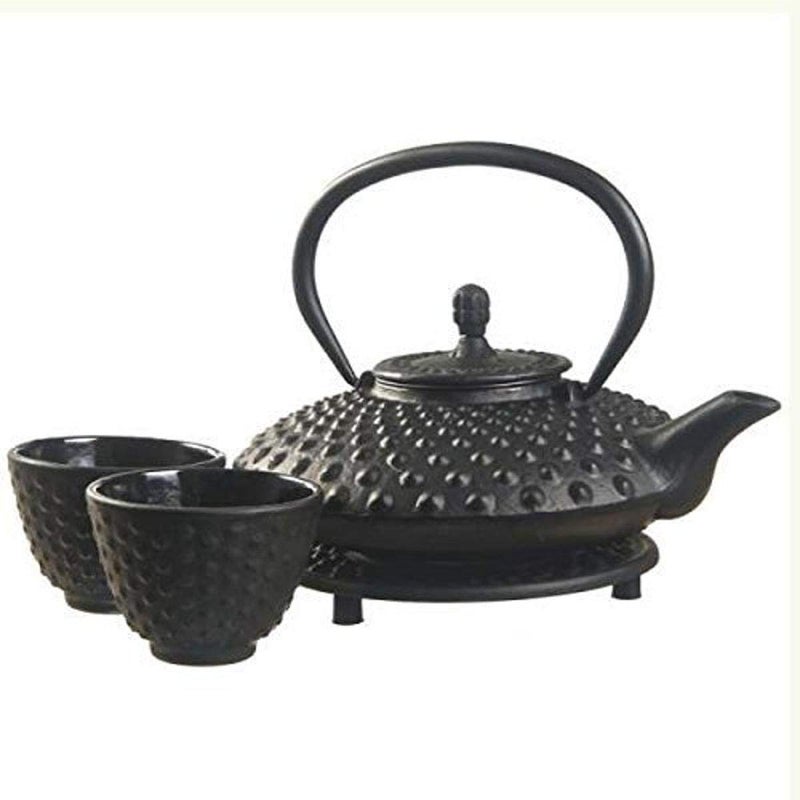 MV Trading New Star International T8100 Cast Iron Mocha Tea Set with Trivet 27 oz Black