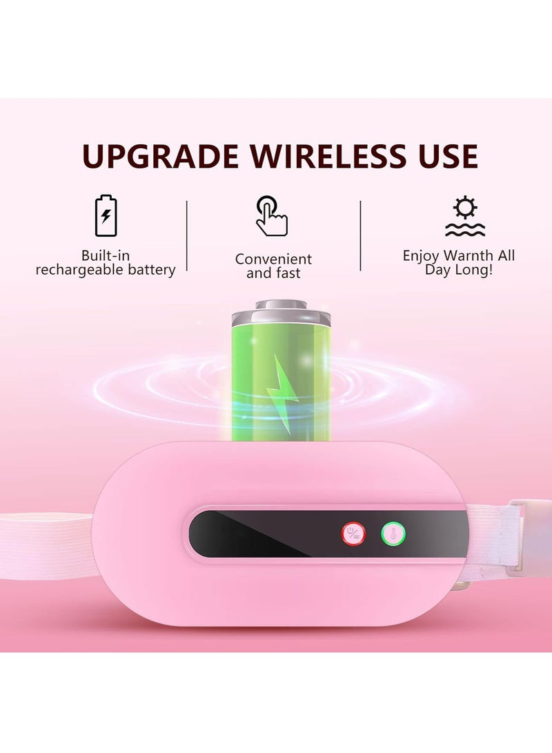 LAESO Portable Cordless Heating Pad, Menstrual Heating Pad with 3 Heat Levels & 3 Massage Modes, Belly Wrap Belt for Cramps Period Pain Relief, Back or Belly Pain Relief Fast Heating Pad for Women and Girl  - Image 2