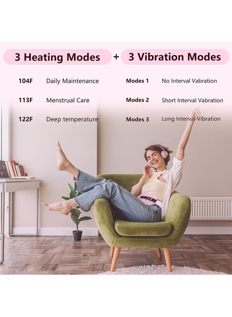 LAESO Portable Cordless Heating Pad, Menstrual Heating Pad with 3 Heat Levels & 3 Massage Modes, Belly Wrap Belt for Cramps Period Pain Relief, Back or Belly Pain Relief Fast Heating Pad for Women and Girl  - Image 4