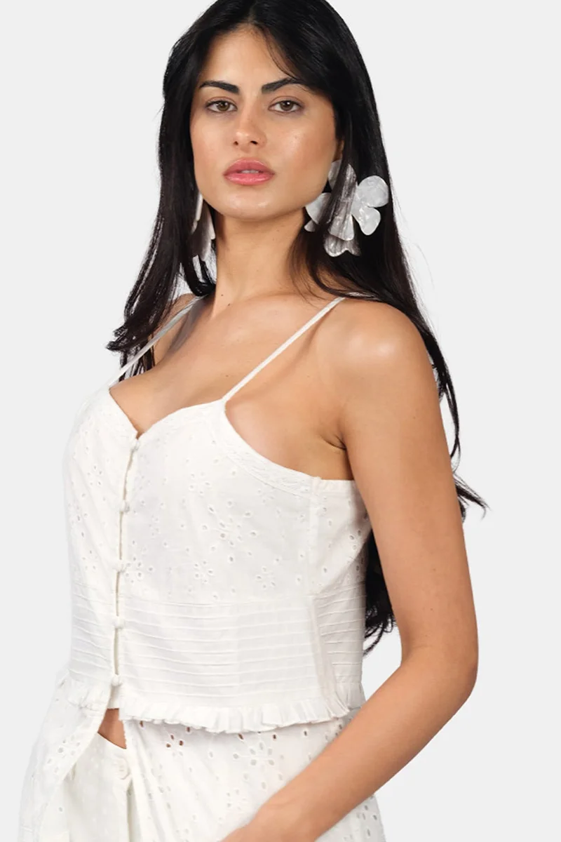 Virgio  Solid Cotton Lace Panel Maxi Top for Women for Women | Best Price UAE
